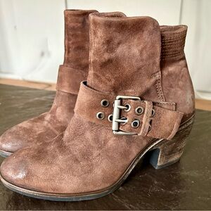 Miz Mooz Brown Suede Buckle Ankle Boots 38